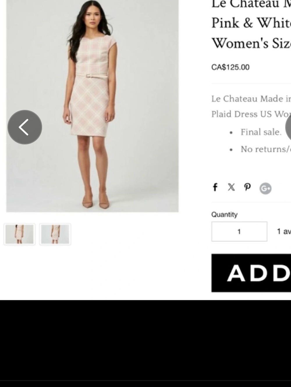 le chateau Pink & White Plaid Pencil Skirt